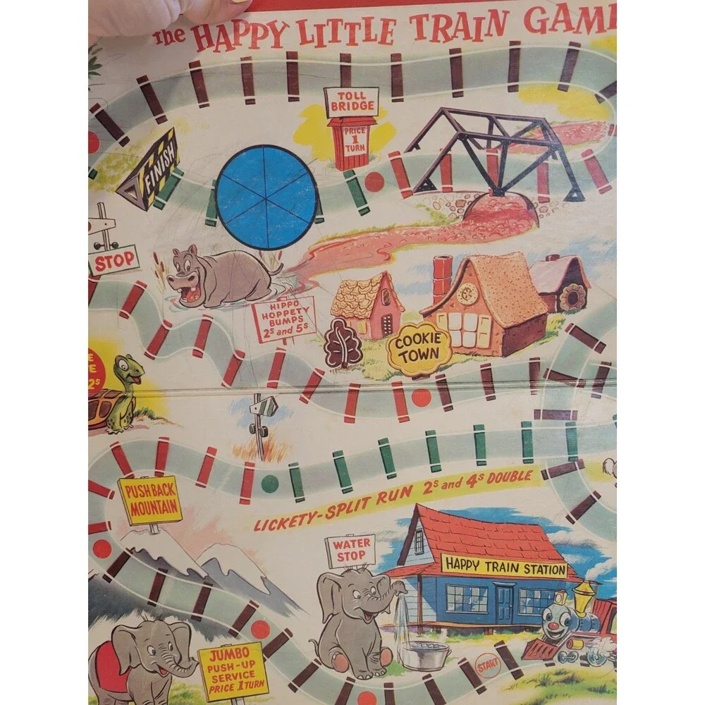 Vintage 1957 Milton Bradley #4959 The Happy Little Train Game Missing Green